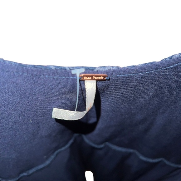 Free People Navy Blue Lace Mini Dress sz L - Picture 4 of 4